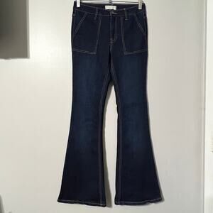 Harper Heritage Mid Rise Flare Jeans Womens 26 Dark Wash Stretch